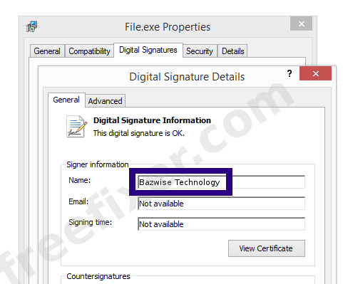Screenshot of the Bazwise Technology certificate